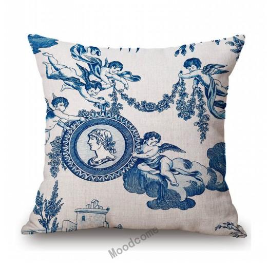 

Французский Туаль Де Жуи Делфт Синий Фламинго Птица Тигр Королевский Суд Узор Элегантный Декоративный Чехол Для Дивана Наволочка Чехол 450mm*450mm