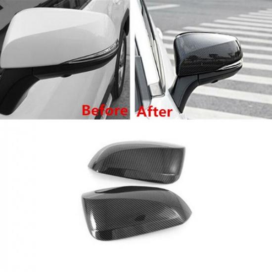 For Toyota RAV4 2019-2024 Carbon Fiber 2PCS Side Rearview Mirror Cap Cover Trim