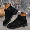 Fashion Women's Ankle Boots Suede Leather Women Round Head Thick Low Heeled Woman Shoes Casual Autumn Slip On Gladiator Bottes Femmes