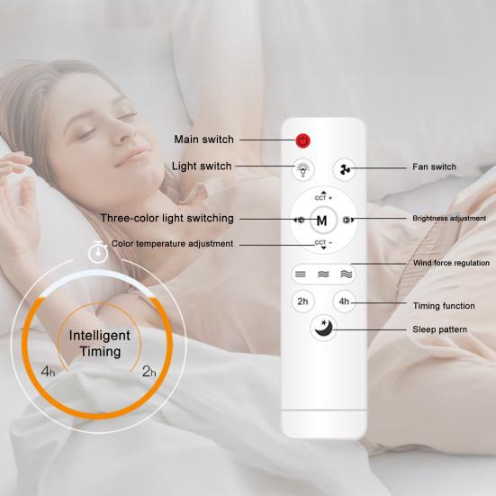 Ceiling Fan Light with 3 Color Temperature Adjustable Brightness LED Bulb Quiet Fan Combo Low-noise Operation Fan Light Fixture