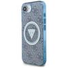 Etui Guess Iml Metal Glitter 4G Circle   Triangle Magsafe Do Iphone 16E Niebieski