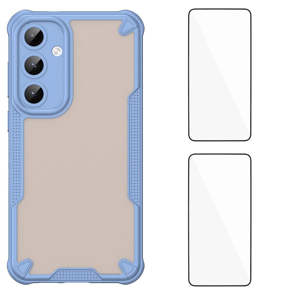 Für Samsung Galaxy S25+ Rückseite WANLONFENG MFFJ2 Serie TPU+Acryl Handyhülle mit 2 Stück gehärtetem Glas