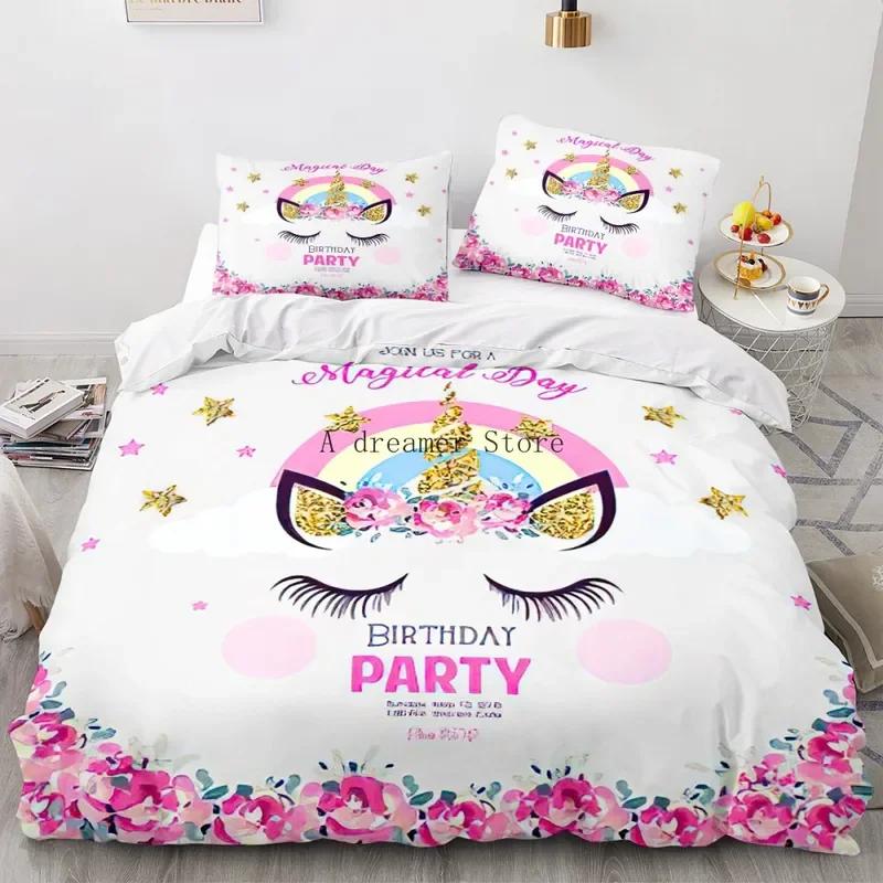 Capa de edredom infantil arco-íris cavalo desenho animado unicórnio conjunto de cama para crianças berço bebê capa de edredom conjunto fronha linda roupa de cama