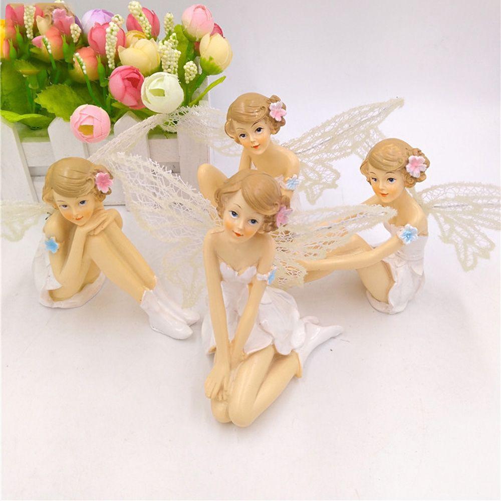 Toy Figures Resin Car Cake Decor Flying Flower Fairy Garden Flower Ornaments  White Angel Doll