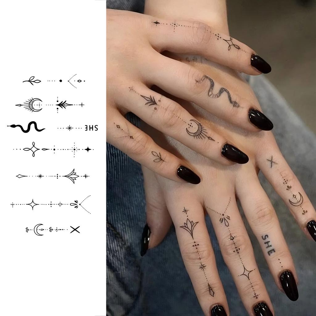 1 Foglio Tatuaggi Temporanei Tigre Falce Farfalla Per Dito Collo Adulto, Adesivi Tatuaggio Finto Temp Lunga Durata Realistico