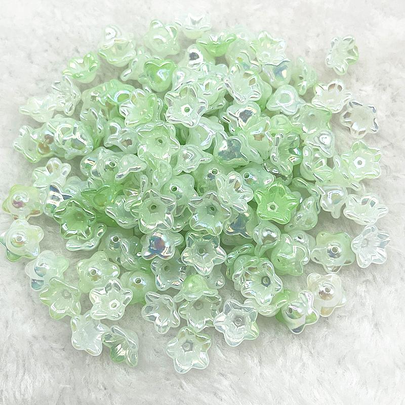 50pcs 7x13mm Gradual Change Acrylic Bellflower Beads Caps Jewelry Findings Charms Bracelets Spacer Beads for Jewelry Making