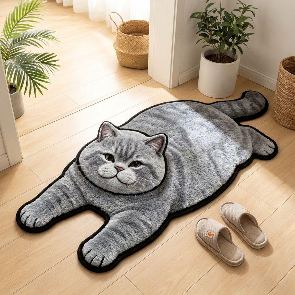 Anti-fouling Home Decor Carpet 2D Cartoon Carpet Cute Cat-Shaped Area Rug  Bedrooms