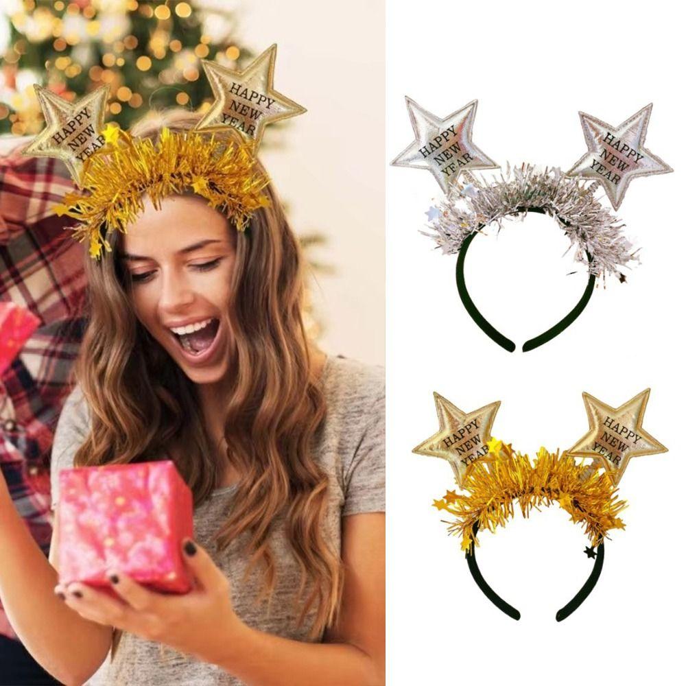 

Gold Silver 2025 New Year Hairband Star Sequin Party Photo Props Party Supplies золотой