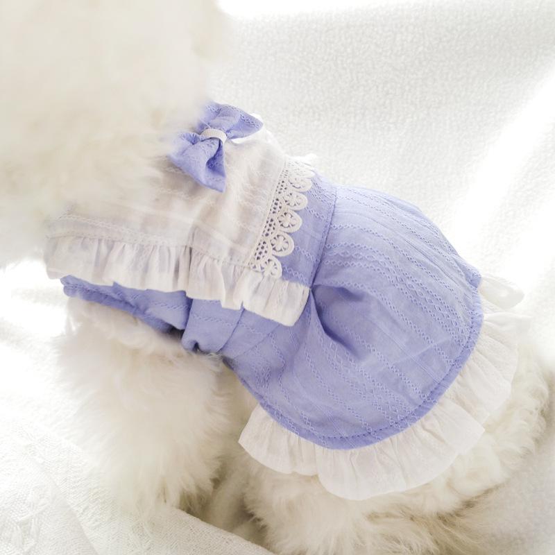 Pet Lotus Leaf Lace Dress Cat Ear Lace Dress Dog Summer Clothes Teddy Bears Schnauzer Small Puppy Spring/Summer Thin