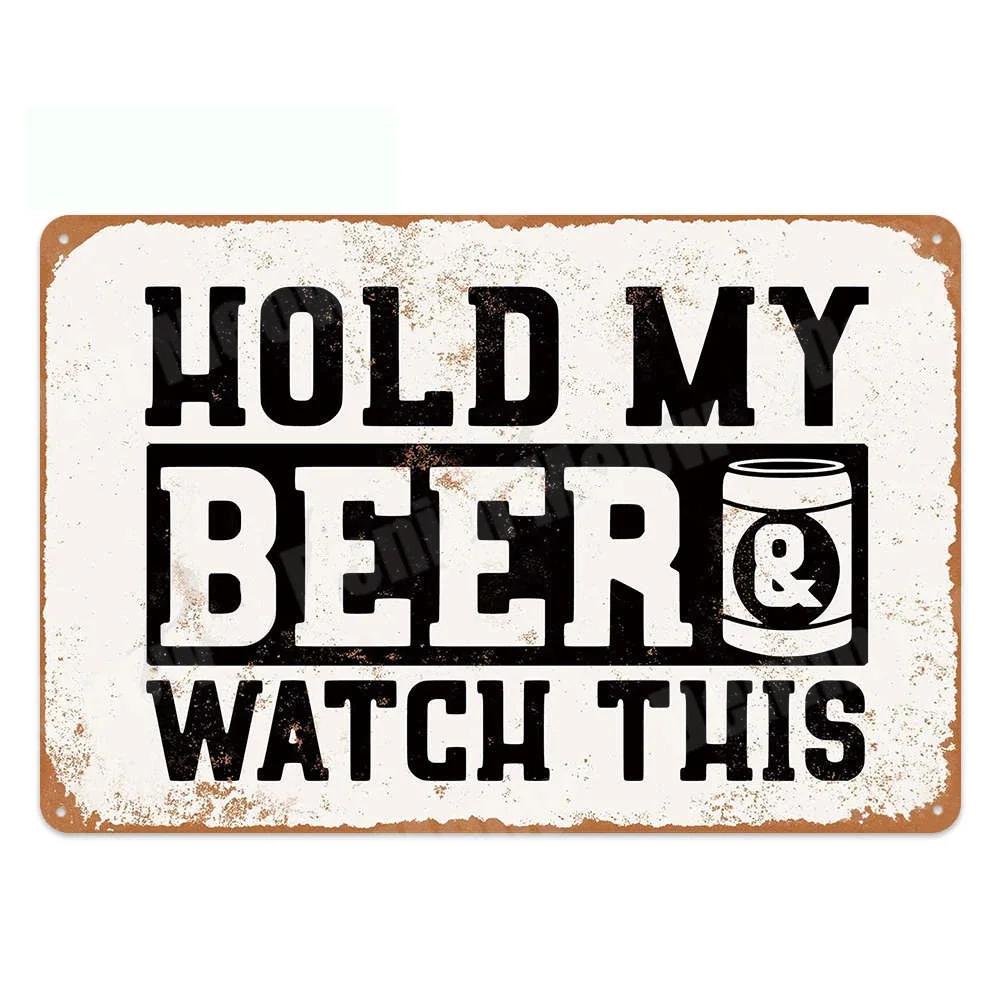 DRINK BEER Metal Tin Sign Vintage Alcohol Metal Sign SAVE WATER Backyard Bar Retro Plaques Man Cave Pub Decor Bar Iron Painting