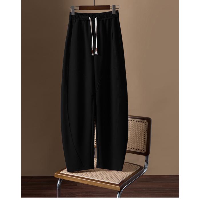 

Женские широкие брюки из бархата с высокой талией в корейском стиле 2024 года — коллекция осень/зима с завязками на шнурке и свободным кроем. S