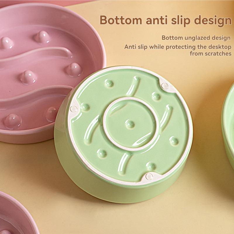 Ceramic Slow Feed Pet Bowl Anti Choking Spill Proof Cat Dog Food Bowl 1 Piece