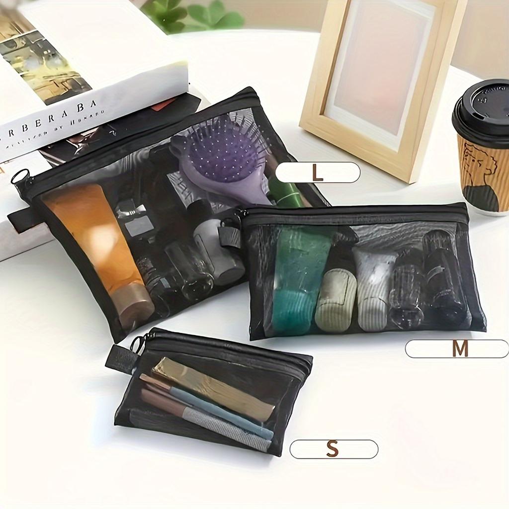 1pc Mesh Cosmetic Bag Lightweight Zipper Makeup Bag Travel Bag Travel Makeup Organizer, Versatile Coin Purse