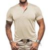 Men Henley Neck Short Sleeve T Shirt Cotton Slub Knit Soft Lightweight Casual Classic Fit Top for Everyday Wear