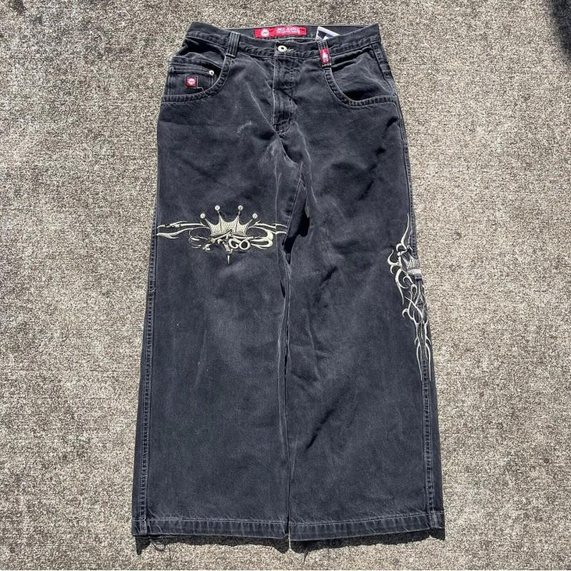 Mens Wide Leg Straight Fit Denim Jeans Casual Loose Cotton Pants Streetwear Hip Hop Fashion