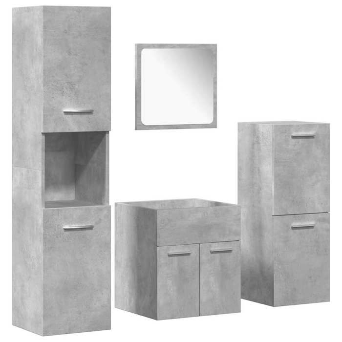VidaXL Ensemble de meubles de salle de bain 4 pcs gris béton, armoire de salle de bain, placard de salle de bain, meuble de 3324864