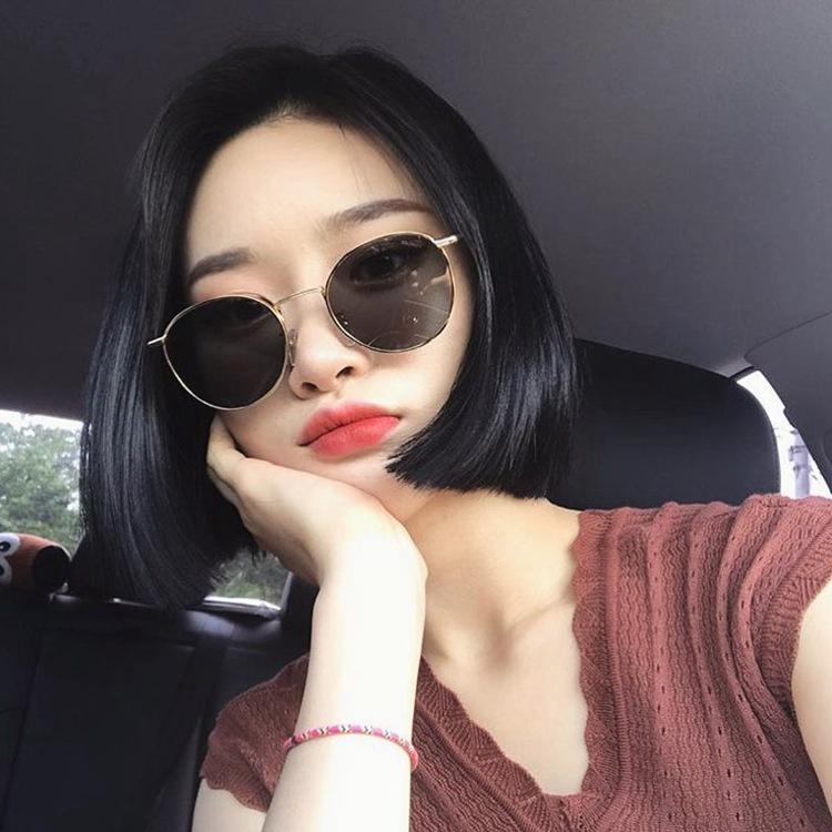 Korean-style retro Hong Kong-style small round-frame sunglasses for women, beach glasses, influencer-approved hip-hop sunglasses, trendy glasses for