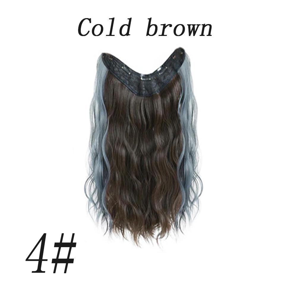 

Bybrana Подвесной парик из синтетического волокна, окрашенный в уши, V-образный, с водной рябью, черно-коричневый