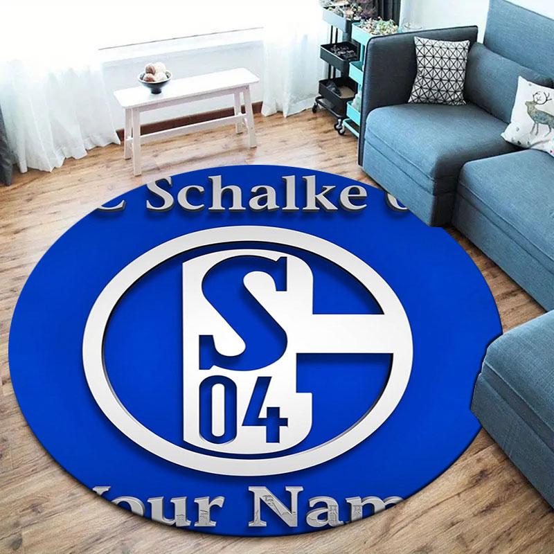 FC Schalke 04 Custom Name Round Area Rug,Carpet Rug for Living Room Bedroom Sofa Playroom Decor,Non-slip Floor Mat