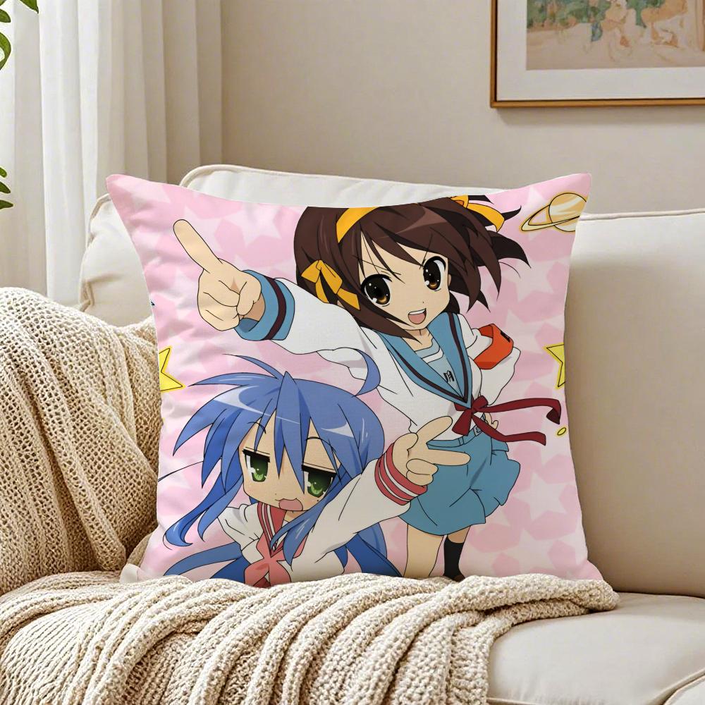 Classic Anime TThe Melancholy of Haruhi Suzumiya Cushion Cover Pillowcase Antidustmite living Room Sofa Decor Cushion Room