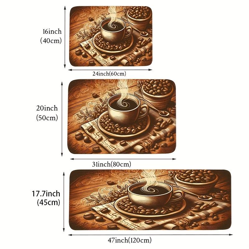 1Pcs Anti Fatigue Kitchen Rugs Coffee Theme  Print Waterproof Non-Slip Thick Cushioned Kitchen Mat Heavy Duty Comfort Standing Mat  Hallway Runner