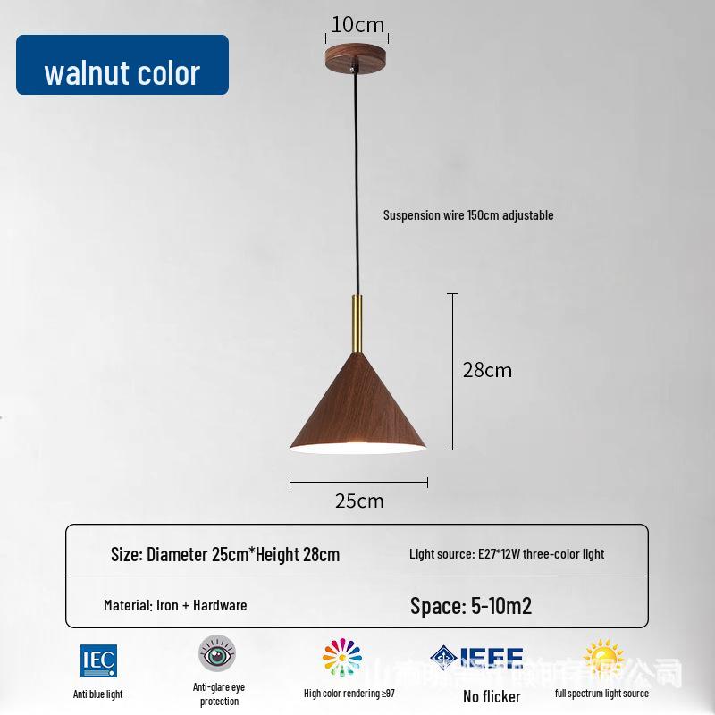 New Chinese Style Minimalist Wood Grain Chandelier for Dining, Bedside, or Bar