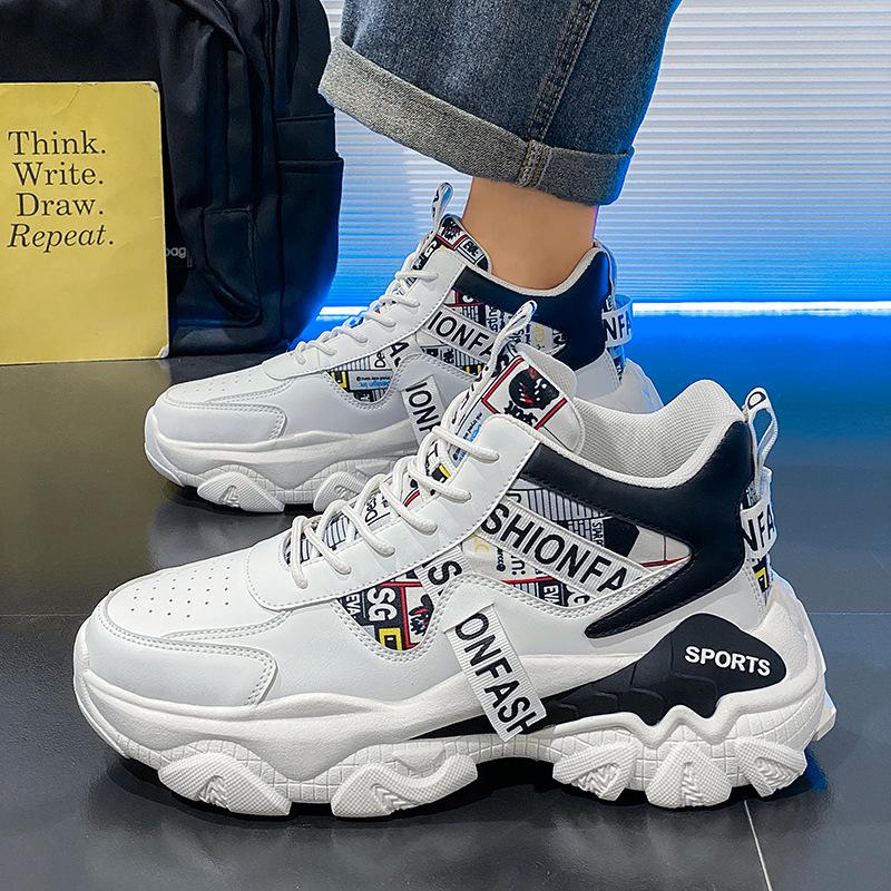 Putian Men's Shoes 2024 Autumn and Winter New Trendy Brand Heightened Platform Student Explosion Sports Leisure Actual Combat Basketball Trendy Shoes