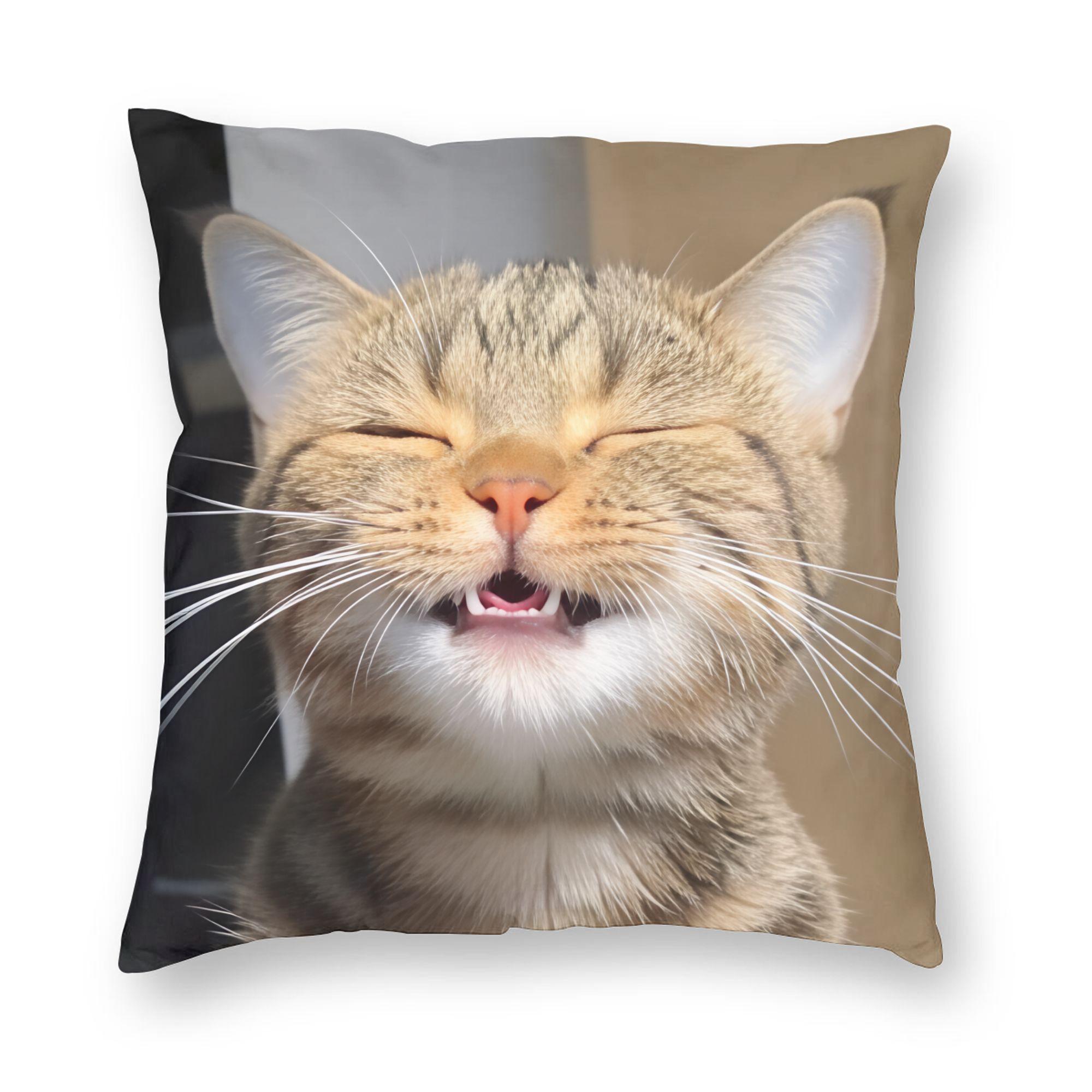 Shunika Chen Unisex Cat Memes Funny Meme Print Pillow Cover Kawaii Pillow Case For Chair Sofa Home Decor Soft Pillowcases Gift Idea