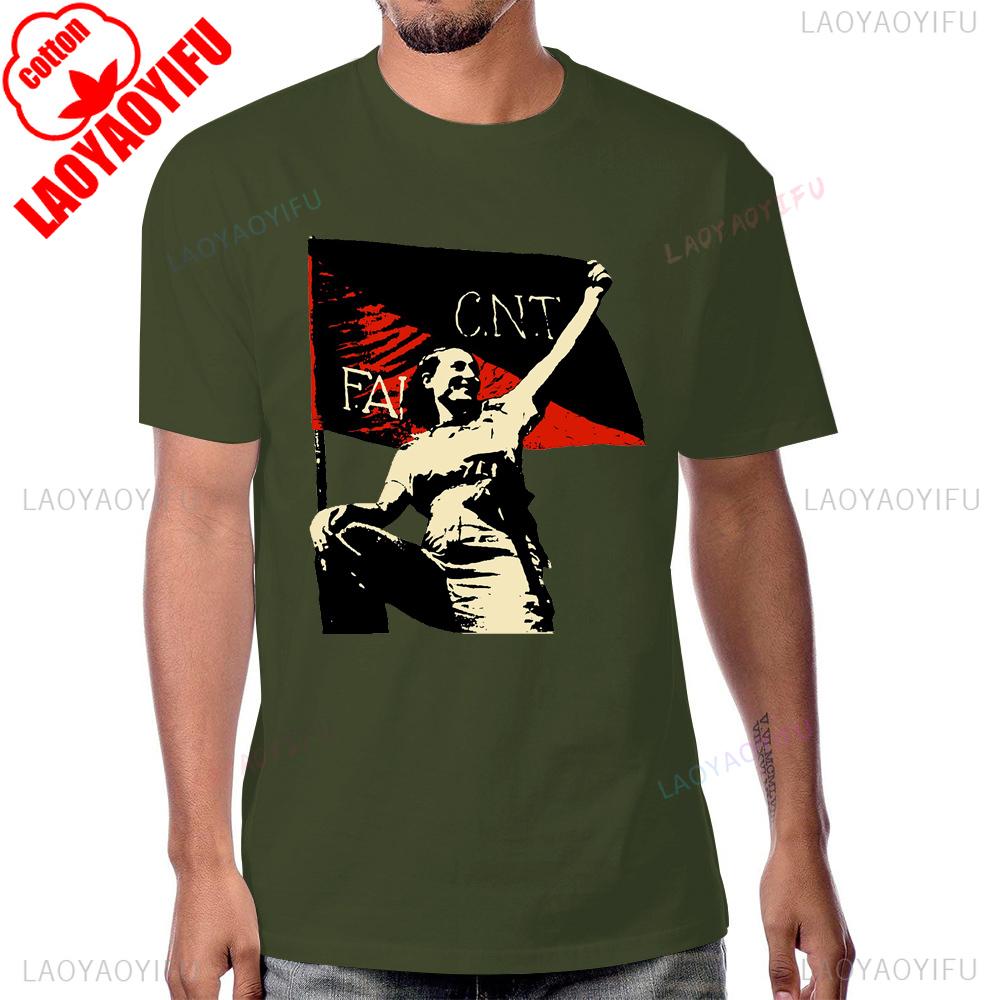 Espana National Confederation of Labour CNTAIT Tshirt Cotton Fashion Short Sleeve Man Tshirt Streetwear Hipster Women T Shirt