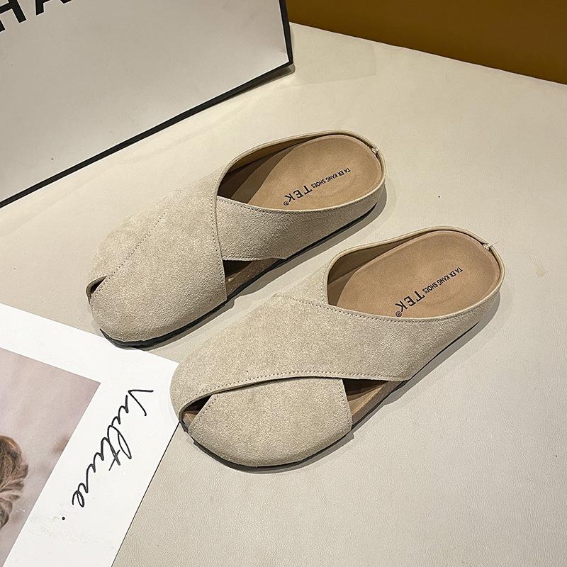 Baotou Half Slippers Women's Outer Wear 2025 New Summer Flat-bottomed Lazy One-footed Soft-soled Birkencool Slippers