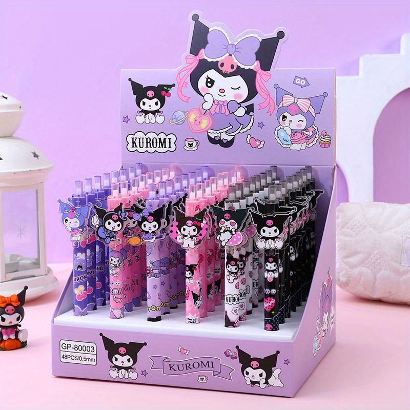 

48Pcs Sanrio Kuromi 0.5mm Cartoon Elf Patch Press Pen Cute High-looking Girl Neutral Pen Gift Pen Sign Pen Back To School Season Random style 48pcs