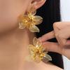 High-End Metallic Petal Flower Stud Earrings