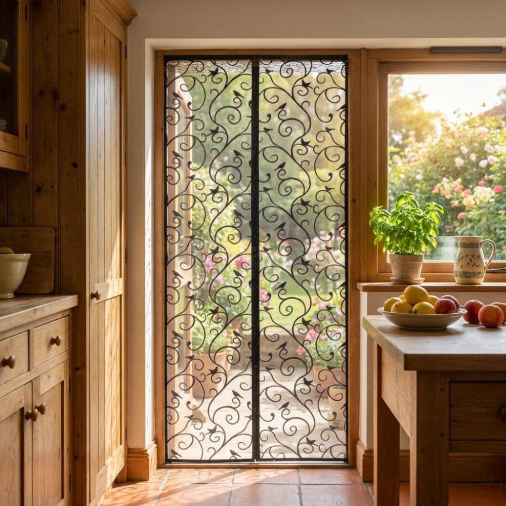 Vine Pattern Magnetic Screen Door Automatic Self-adhesive Door Curtain Mesh Door Screen  Kitchen