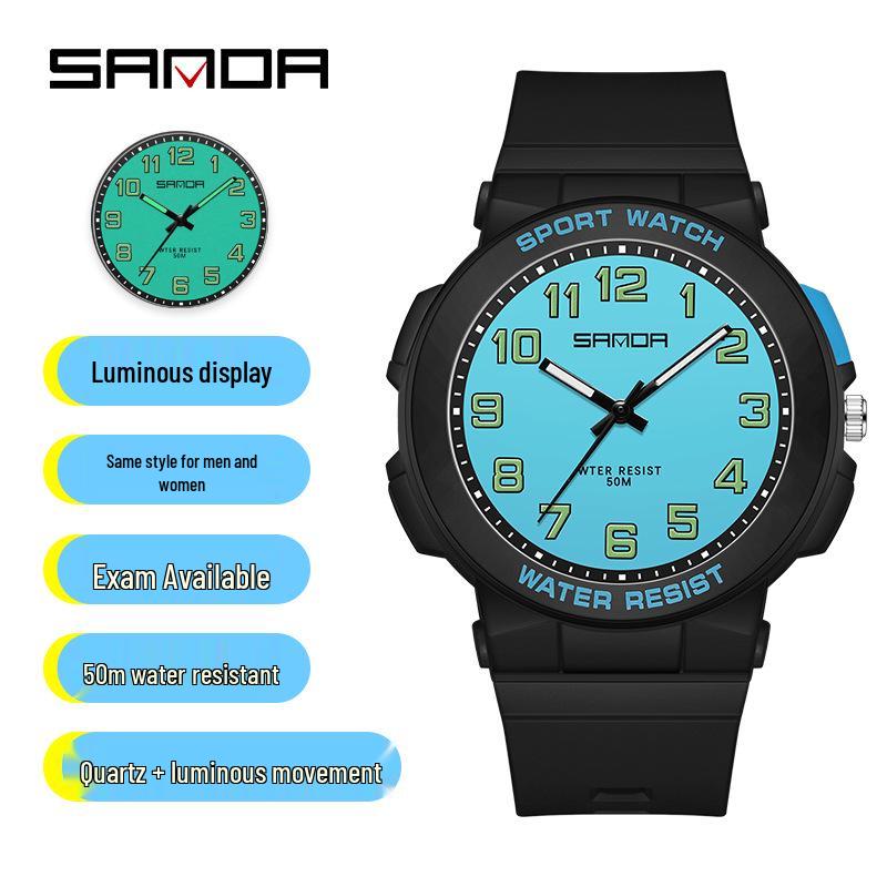 Silent Luminous Waterproof Quartz Wristwatch for High School Students