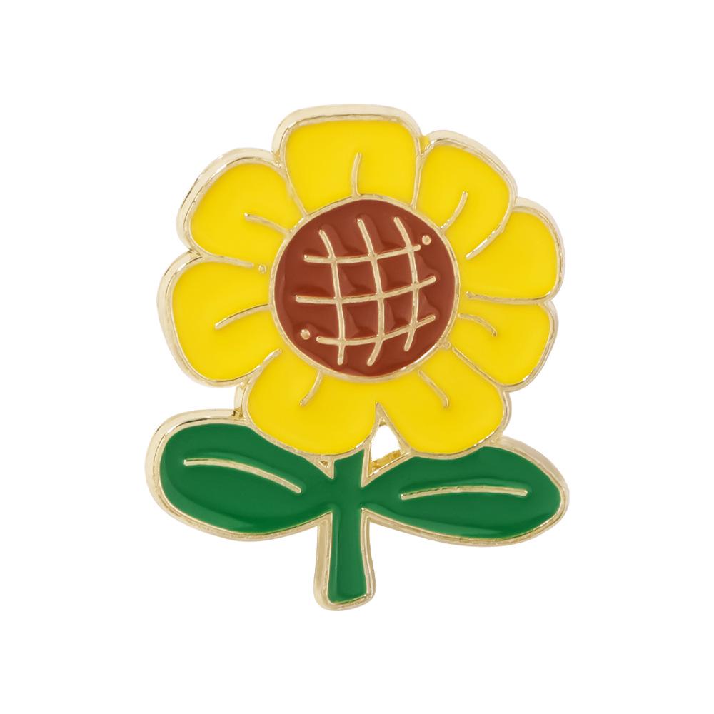 Creative Cute Panda and Sunflower Alloy Brooch - Fashionable Animal Badge Accessory