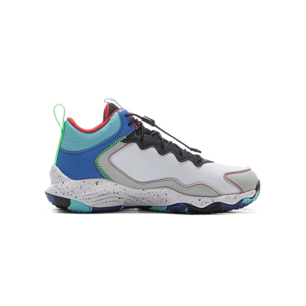 Li Ning Kids Pioneer Ling I TD Synthetic Leather Comfortable Shock Absorption Low Top Basketball Shoes Kids basketball shoes Gray Blue YKBU128-1