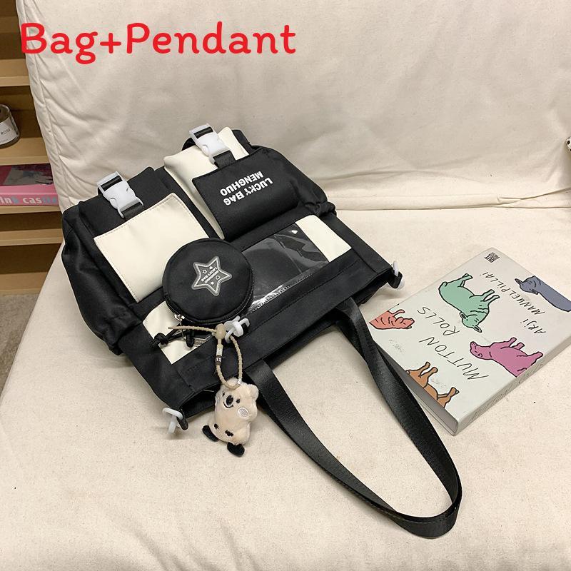 

College Style Backpack With Color Block Design And Padded Shoulder Straps For School Use Black B