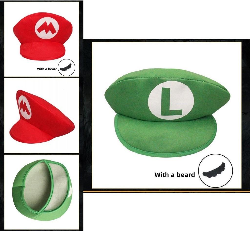 Super Mario Bros Red Green Cosplay Hat Unisex Costume Prop Gift