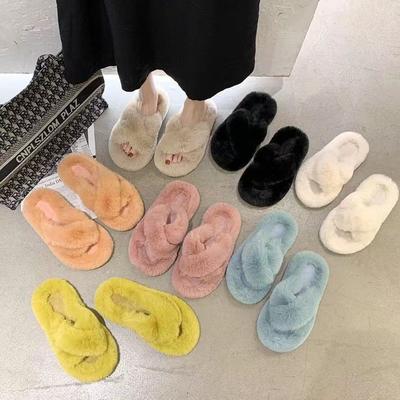 Mao Mao Slippers Women Wear Internet Celebrity Plus Size 2025 New Autumn and Winter Warm Outer Wear Cross Mao Mao Slippers
