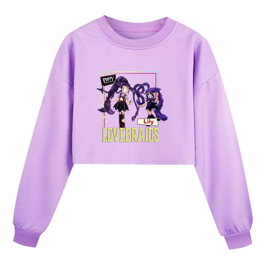 5594 Kids Girls Lily Lovebraids Printed Outerwear Round Neck Loose Long Sleeves Sweatshirt 110cm фиолетовый