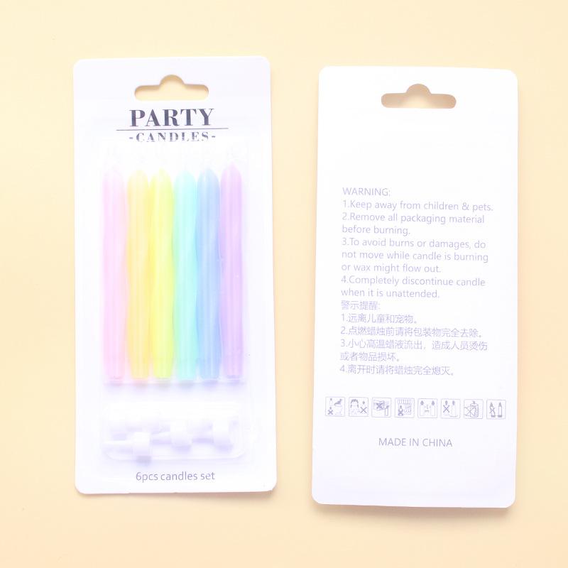 

Colorful Birthday Candles Creative Romantic Party Spiral 6-piece Suction Card for Baking Decoration ML0020-4 Candle