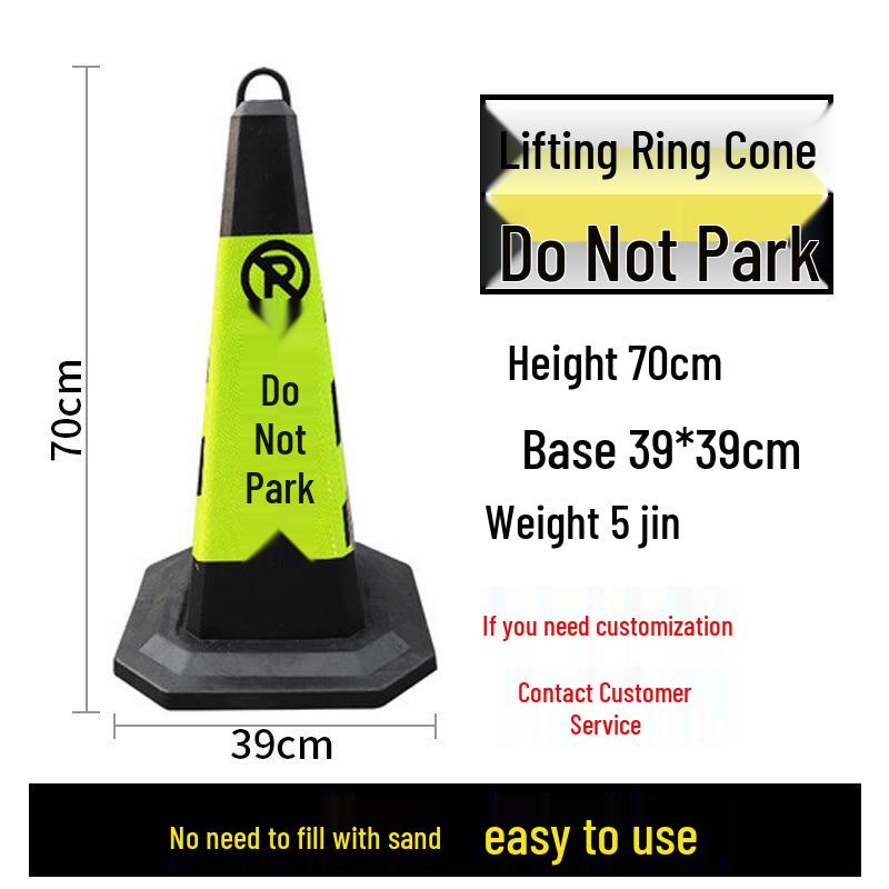 70cm Reflective Rubber and PVC Traffic Cone - No Parking Ice Cream Cone Design