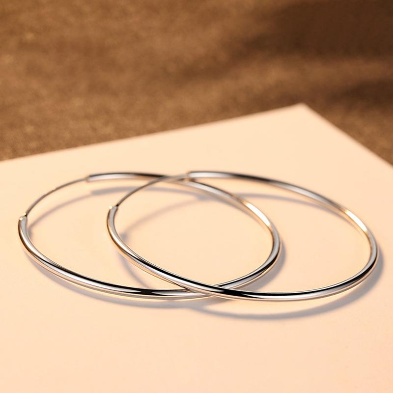 10mm ~ 50mm Silber Ohrringe 925 Ohrringe Damen Mode Dünne Kreis Ohrringe Schmuck