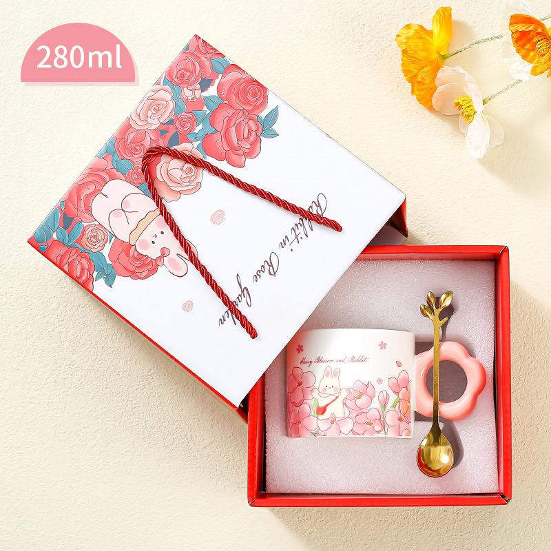 High value ceramic cup Internet celebrity same cartoon tulip home office girls coffee water cup souvenir cup
