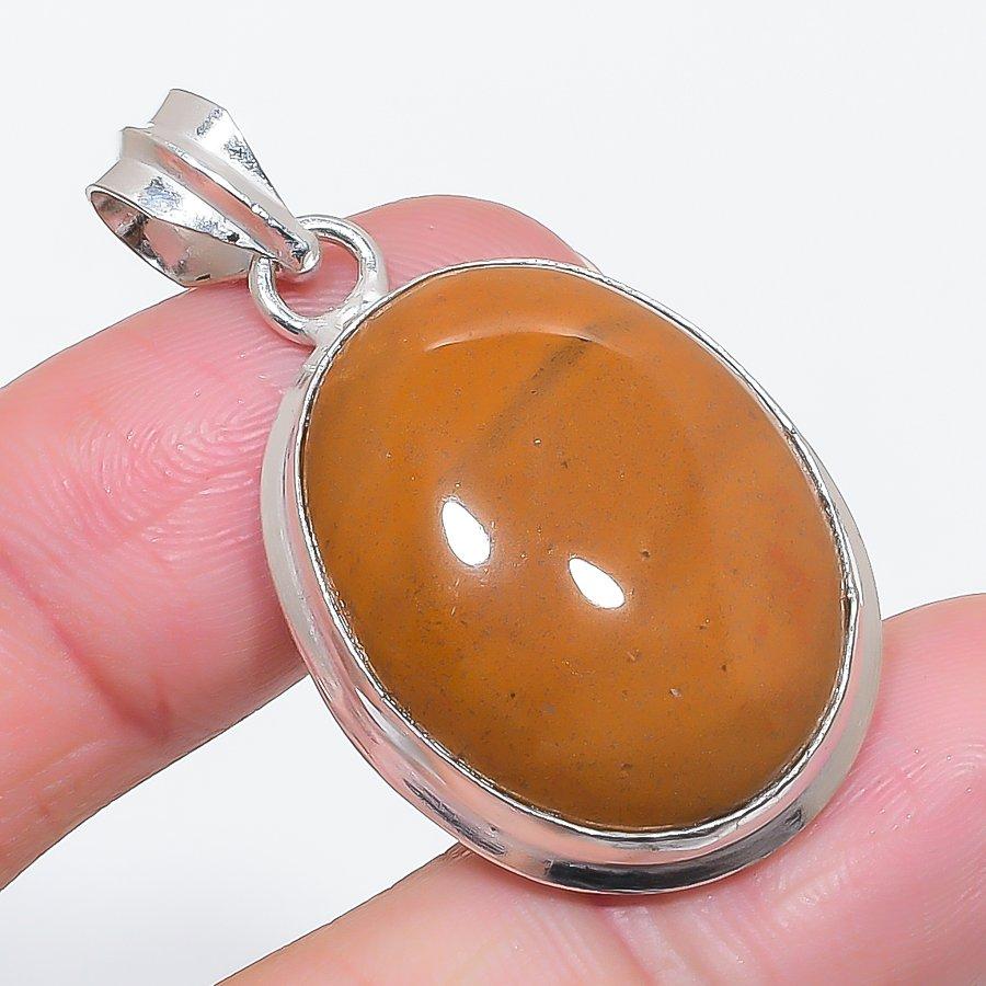 Natural Ocean Jasper Gemstone 925 Sterling Silver Jewelry Pendant 1.69" L0n19