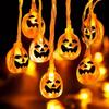 Halloween Pumpkin String Light Battery Operated LED Decoration Lamp Horror Atmosphere Light For Festival Party Bar&Haunted House