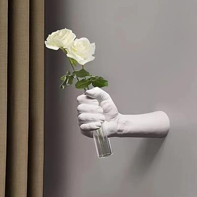 Wall Sculpture Hand Vase Wall Art Human Fist Sculpture with Test Tube