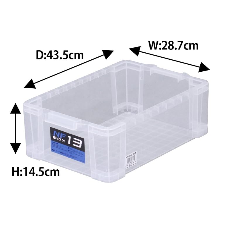JEJ Astage Storage Box, Made in Japan, NF Box #13, Stackable, Clear, Disaster Prevention [Width 29 x Depth 43.5 x Height 14.5cm]