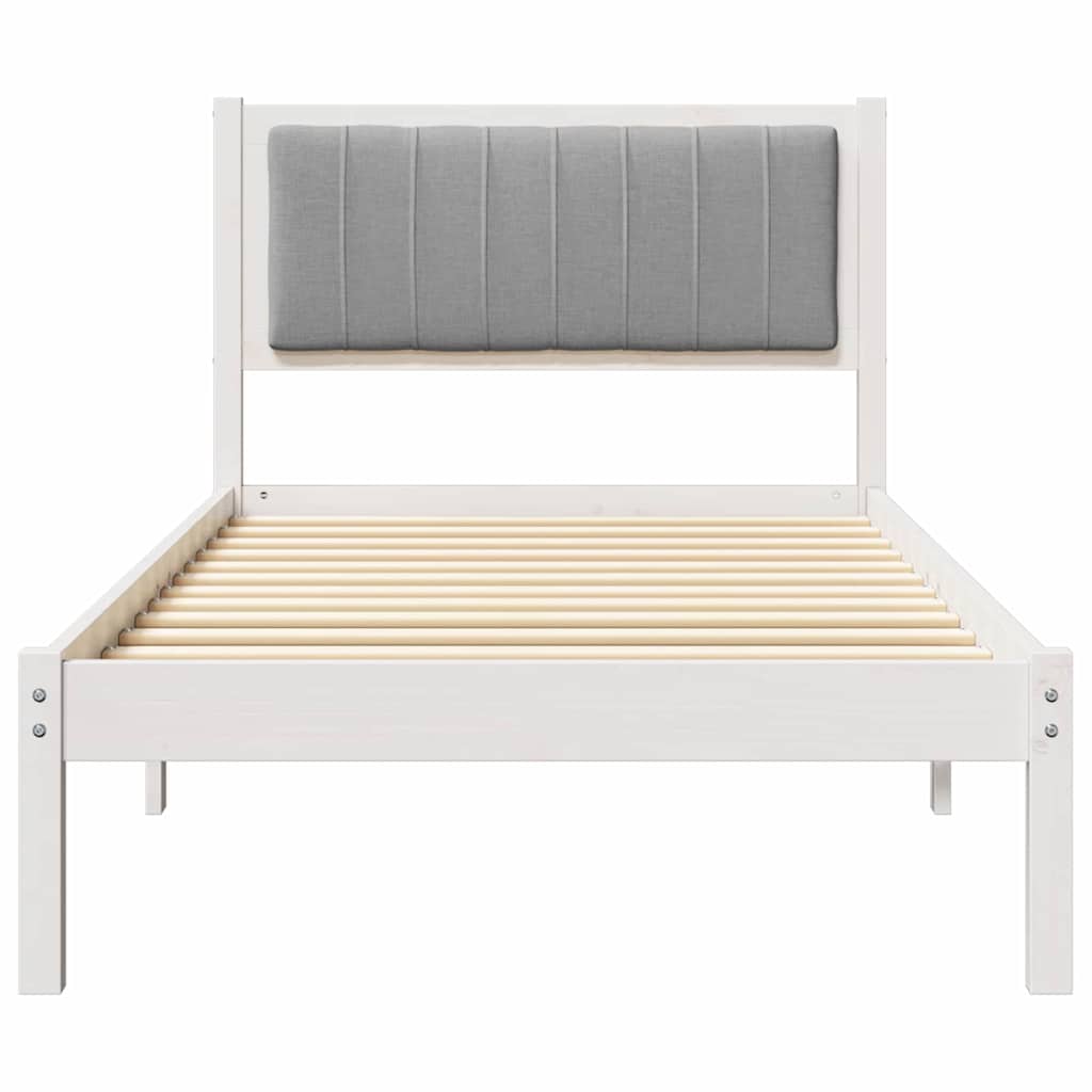 Bed Frame with Padded Headboard Light Grey 90 x 190 cm