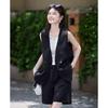 TERRE BLEUE Women's Casual Sleeveless Blazer Vest & Shorts Set